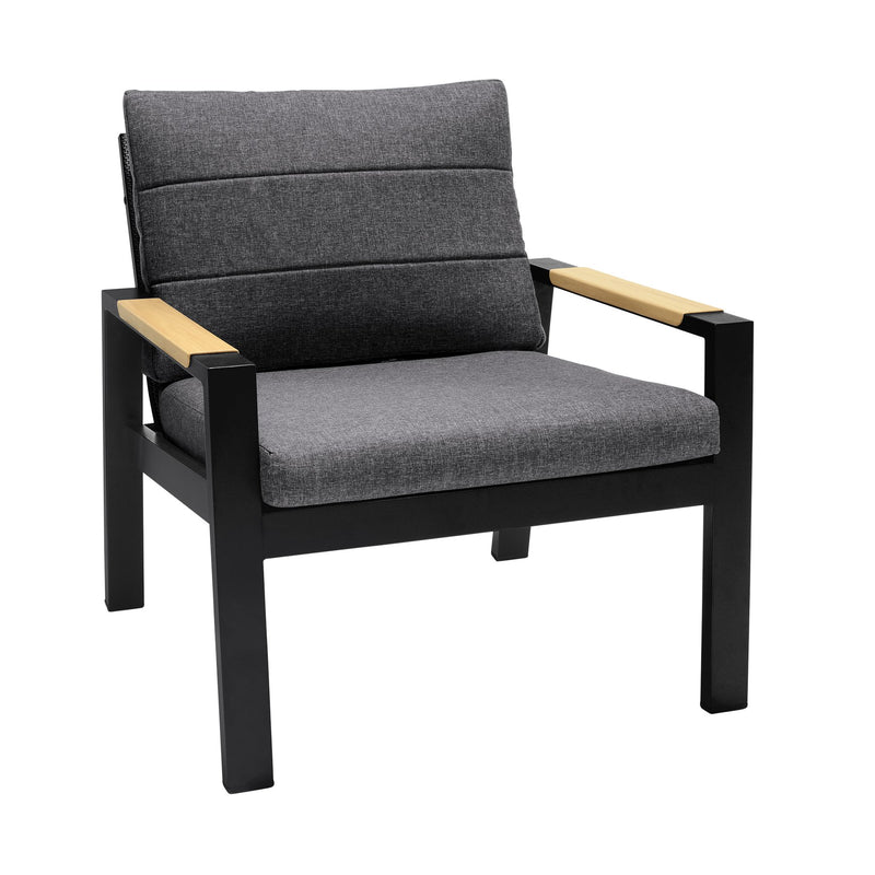 Panama Outdoor 4 Piece Black Aluminum Sofa Seating Set with Dark Gray Olefin - Furniture City (CA)l