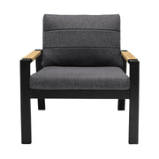 Panama Outdoor 4 Piece Black Aluminum Sofa Seating Set with Dark Gray Olefin - Furniture City (CA)l