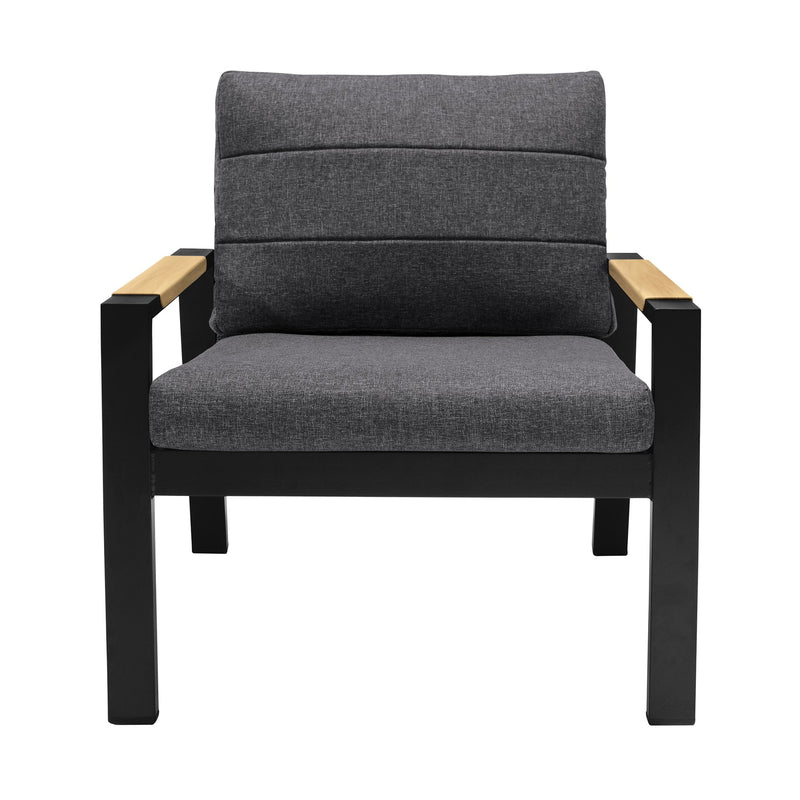 Panama Outdoor 4 Piece Black Aluminum Sofa Seating Set with Dark Gray Olefin - Furniture City (CA)l