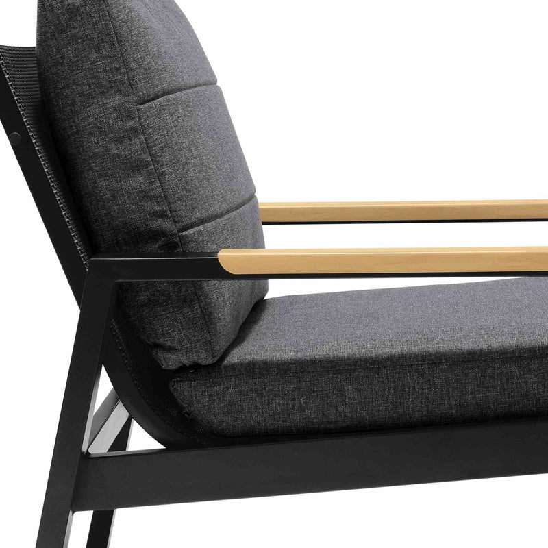 Panama Outdoor 4 Piece Black Aluminum Sofa Seating Set with Dark Gray Olefin - Furniture City (CA)l