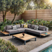 Polo 4 piece Outdoor Sectional Set with Dark Gray Cushions and Modern Accent Pillows - Furniture City (CA)l