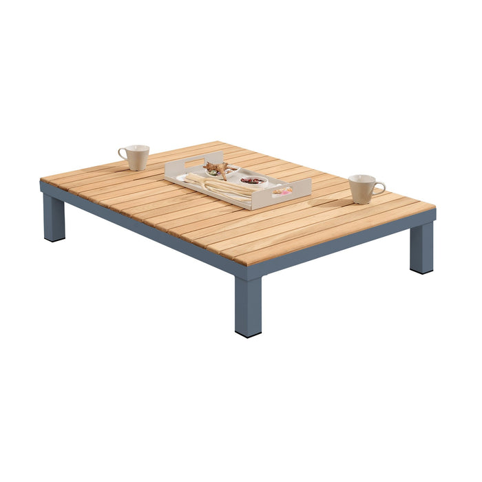 Polo Aluminum and Teak Wood Outdoor Coffee Table in Gray