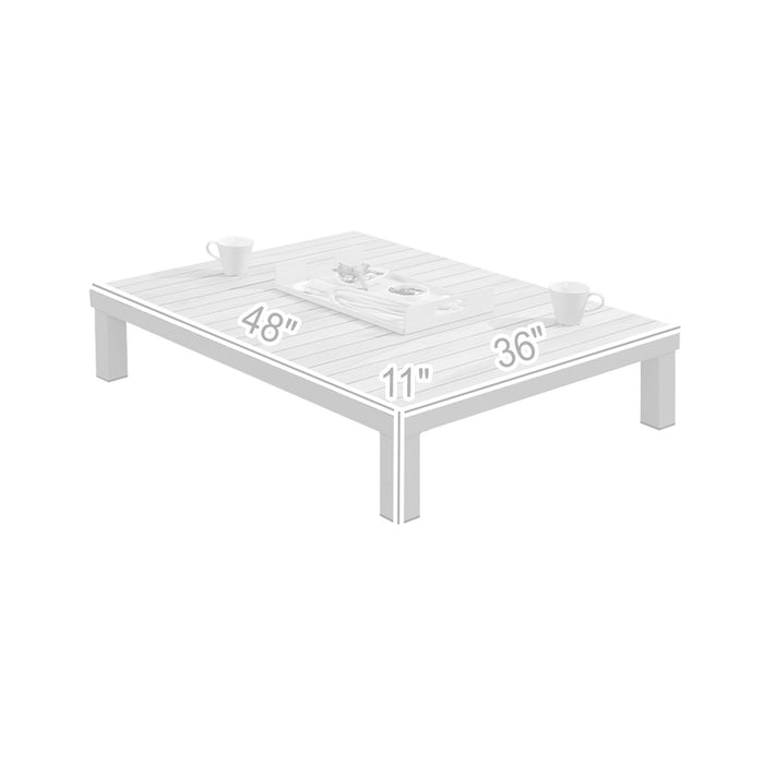 Polo Aluminum and Teak Wood Outdoor Coffee Table in Gray