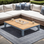 Polo Aluminum and Teak Wood Outdoor Coffee Table in Gray - Furniture City (CA)l