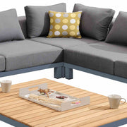 Polo Aluminum and Teak Wood Outdoor Sectional Sofa in Gray - Furniture City (CA)l