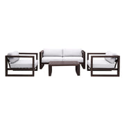 Paradise 4 Piece Outdoor Dark Eucalyptus Wood Sofa Seating Set with Gray Cushions - Furniture City (CA)l