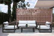 Paradise 4 Piece Outdoor Dark Eucalyptus Wood Sofa Seating Set with Gray Cushions - Furniture City (CA)l