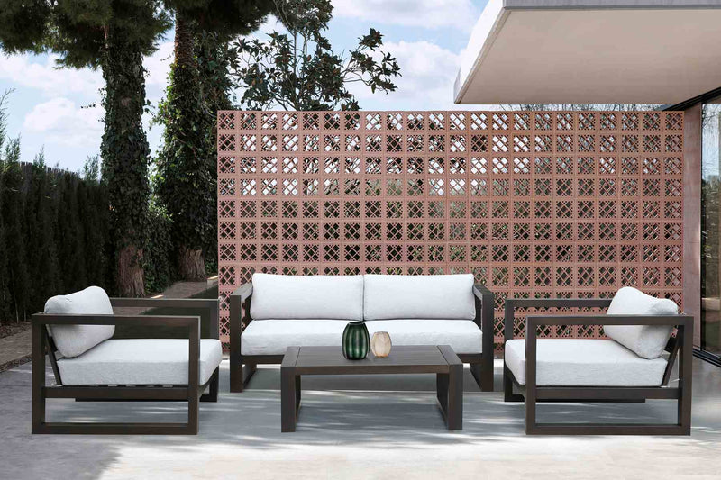 Paradise 4 Piece Outdoor Dark Eucalyptus Wood Sofa Seating Set with Gray Cushions - Furniture City (CA)l