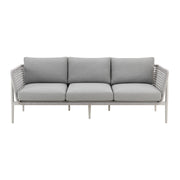 Rhodes Outdoor Patio 4 Piece Conversation Set in Aluminum with Sintered Stone and Gray Cushions - Furniture City (CA)l