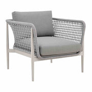 Rhodes Outdoor Patio 4 Piece Conversation Set in Aluminum with Sintered Stone and Gray Cushions - Furniture City (CA)l