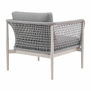 Rhodes Outdoor Patio 4 Piece Conversation Set in Aluminum with Sintered Stone and Gray Cushions - Furniture City (CA)l