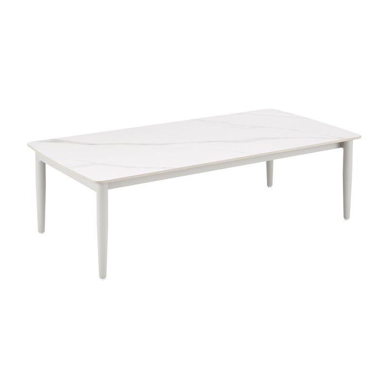 Rhodes Outdoor Patio 4 Piece Conversation Set in Aluminum with Sintered Stone and Gray Cushions - Furniture City (CA)l
