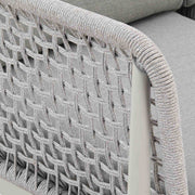 Rhodes Outdoor Patio 4 Piece Conversation Set in Aluminum with Sintered Stone and Gray Cushions - Furniture City (CA)l