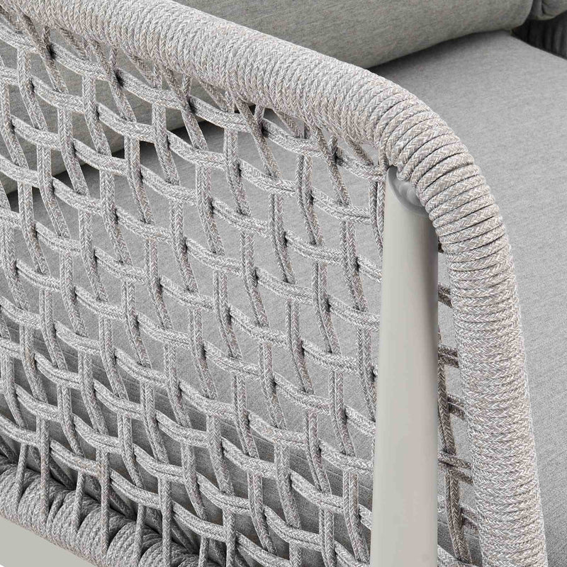 Rhodes Outdoor Patio 4 Piece Conversation Set in Aluminum with Sintered Stone and Gray Cushions - Furniture City (CA)l