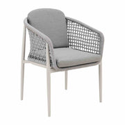 Rhodes Outdoor Patio 5 Piece Dining Set in Aluminum with Sintered Stone and Gray Cushions - Furniture City (CA)l