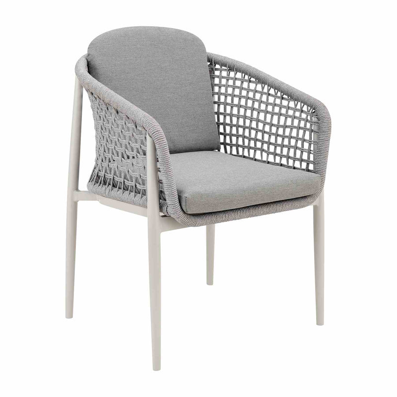 Rhodes Outdoor Patio 7 Piece Dining Set in Aluminum with Sintered Stone and Gray Cushions - Furniture City (CA)l