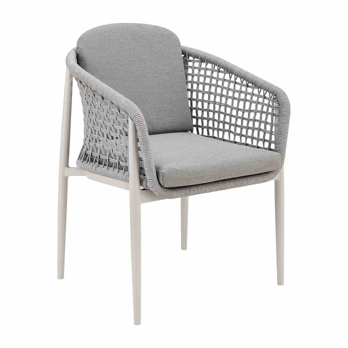 Rhodes Outdoor Patio 7 Piece Dining Set in Aluminum with Sintered Stone and Gray Cushions