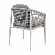 Rhodes Outdoor Patio 7 Piece Dining Set in Aluminum with Sintered Stone and Gray Cushions - Furniture City (CA)l