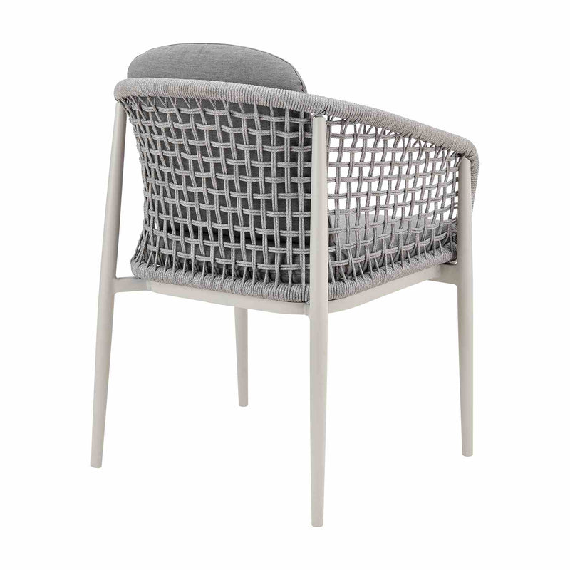 Rhodes Outdoor Patio 7 Piece Dining Set in Aluminum with Sintered Stone and Gray Cushions - Furniture City (CA)l
