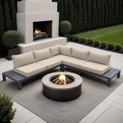 Razor Aluminum Outdoor Sectional Sofa in Taupe and Gray - Furniture City (CA)l