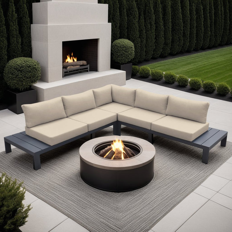 Razor Aluminum Outdoor Sectional Sofa in Taupe and Gray - Furniture City (CA)l