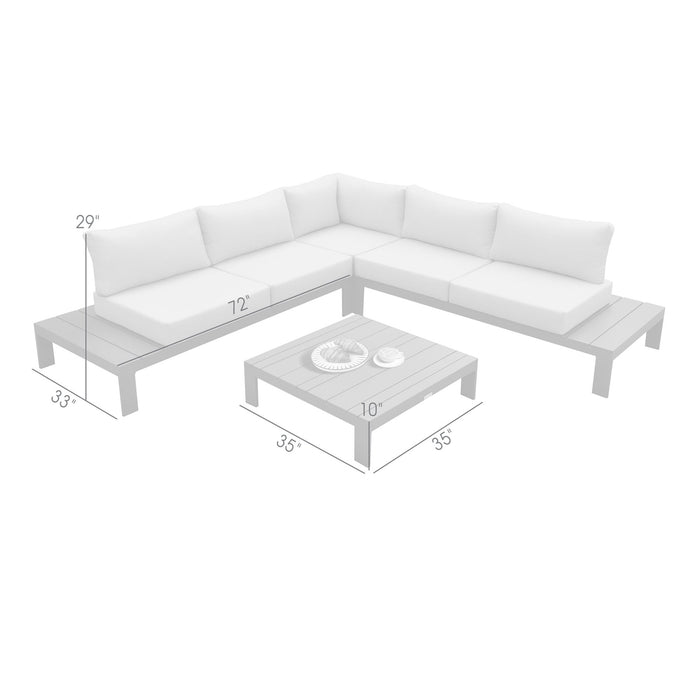 Razor Outdoor 4 piece Sectional set in Dark Gray Finish and Taupe Cushions