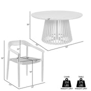 Escondido Santo Outdoor Patio 5 Piece Round Dining Set in Eucalyptus Wood and Charcoal Rope - Furniture City (CA)l
