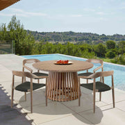 Escondido Santo Outdoor Patio 5 Piece Round Dining Set in Eucalyptus Wood and Charcoal Rope - Furniture City (CA)l