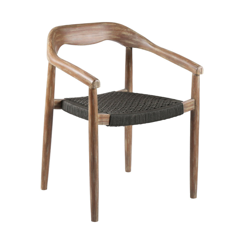 Escondido Santo Outdoor Patio 5 Piece Round Dining Set in Eucalyptus Wood and Charcoal Rope - Furniture City (CA)l