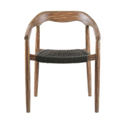 Escondido Santo Outdoor Patio 5 Piece Round Dining Set in Eucalyptus Wood and Charcoal Rope - Furniture City (CA)l