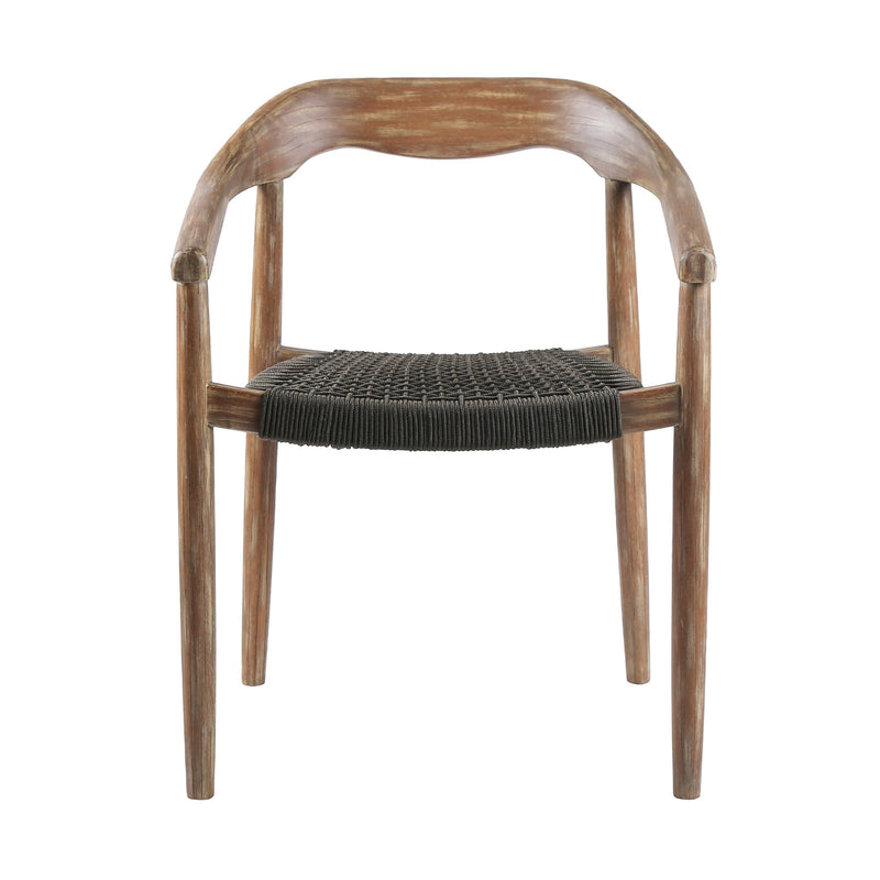 Escondido Santo Outdoor Patio 5 Piece Round Dining Set in Eucalyptus Wood and Charcoal Rope - Furniture City (CA)l