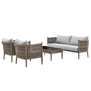 Safari 4 Piece Outdoor Aluminum and Rope Seating Set with Gray Cushions - Furniture City (CA)l