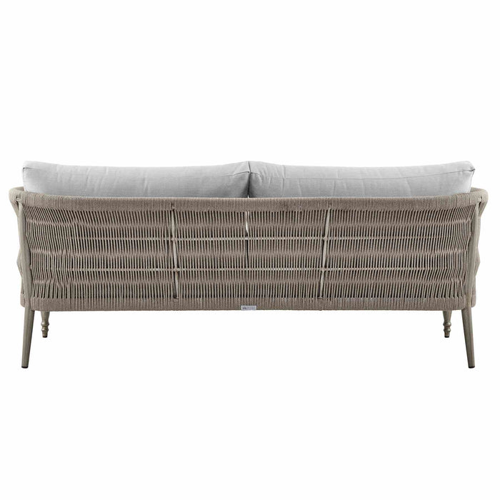 Safari 4 Piece Outdoor Aluminum and Rope Seating Set with Gray Cushions