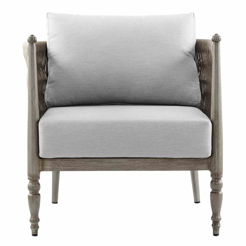 Safari 4 Piece Outdoor Aluminum and Rope Seating Set with Gray Cushions - Furniture City (CA)l
