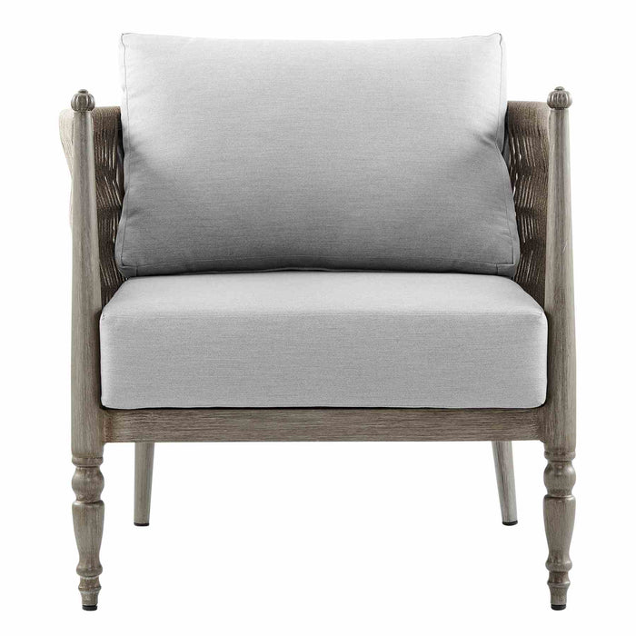 Safari 4 Piece Outdoor Aluminum and Rope Seating Set with Gray Cushions