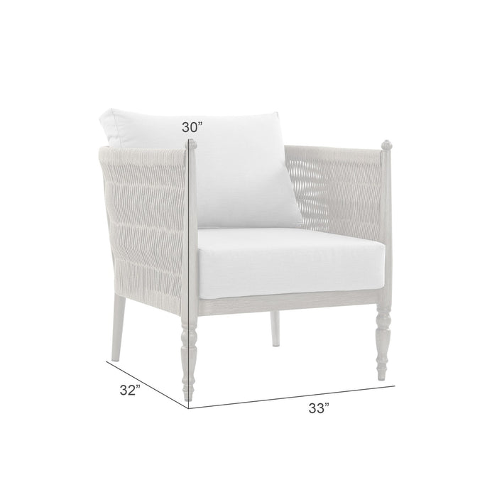 Safari Aluminum and Rope Outdoor Chair in Brown with Gray Cushions