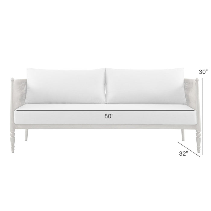 Safari Aluminum and Rope Outdoor Sofa in Brown with Gray Cushions