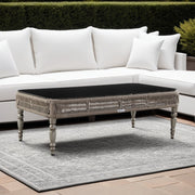 Safari Aluminum and Glass Outdoor Coffee Table in Brown with Rope Weaving - Furniture City (CA)l
