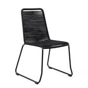 Frinton and Shasta 5 Piece Outdoor Patio Dining Set in Light Eucalyptus Wood and Black Rope - Furniture City (CA)l