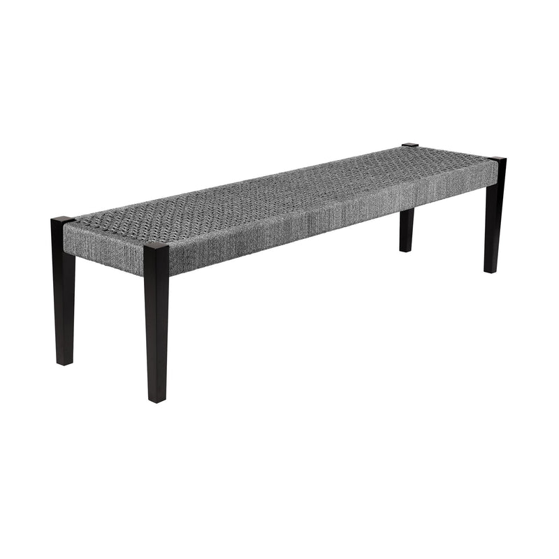 Frinton Shasta and Rhett 5 Piece Outdoor Dining Set in Dark Eucalyptus Wood with Gray Rope - Furniture City (CA)l