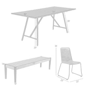 Frinton Shasta and Rhett 6 Piece Outdoor Dining Set in Dark Eucalyptus Wood with Gray Rope - Furniture City (CA)l