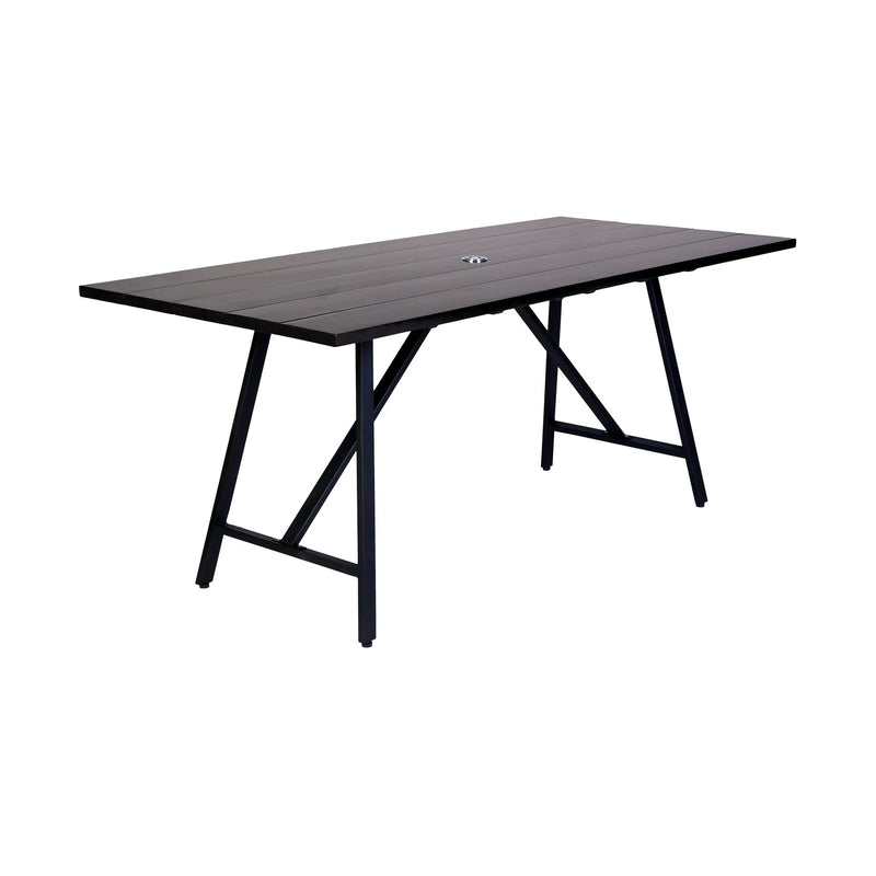 Frinton Shasta and Rhett 6 Piece Outdoor Dining Set in Dark Eucalyptus Wood with Gray Rope - Furniture City (CA)l