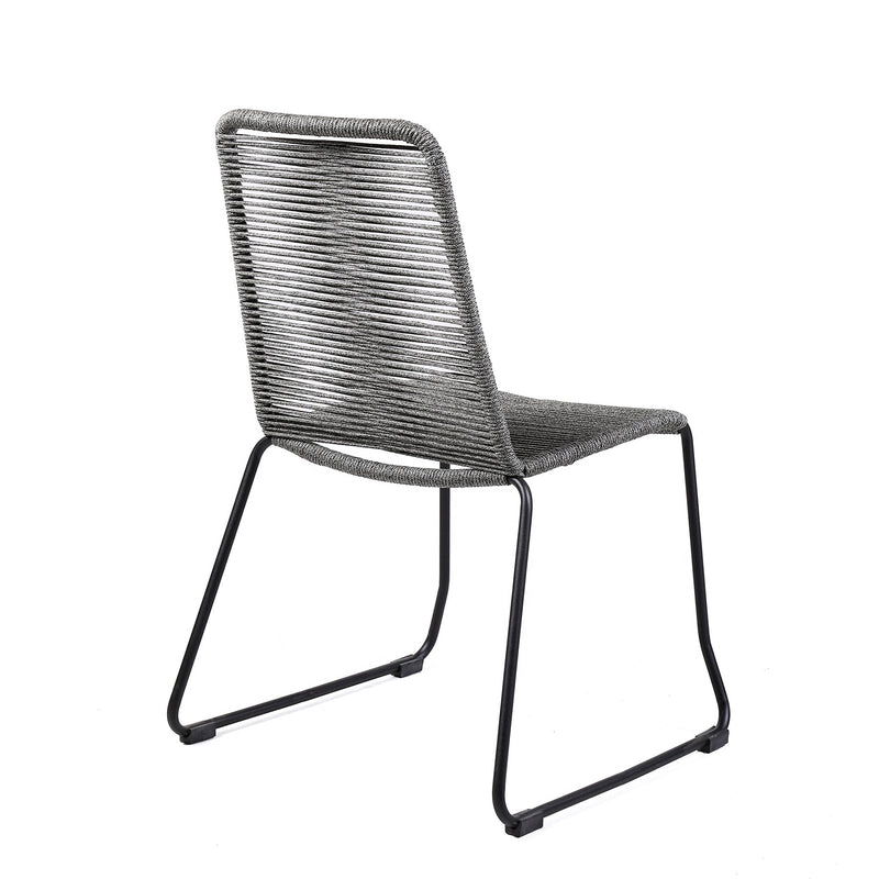 Kylie and Shasta 3 Piece Outdoor Patio 36" Dining Set in Black Eucalyptus Wood and Gray Rope - Furniture City (CA)l