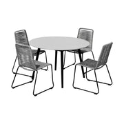 Kylie and Shasta 5 Piece Patio Outdoor Dining Set in Gray Rope with Black Eucalyptus Wood - Furniture City (CA)l