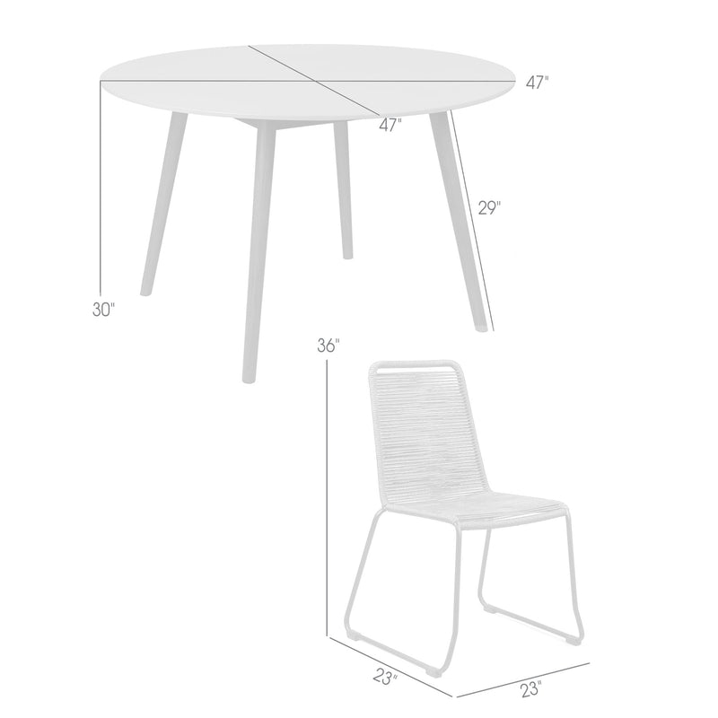 Kylie and Shasta 5 Piece Patio Outdoor Dining Set in Gray Rope with Black Eucalyptus Wood - Furniture City (CA)l