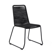 Kylie and Shasta 5 Piece Patio Outdoor Dining Set in Black Rope with Black Eucalyptus Wood - Furniture City (CA)l