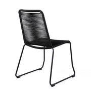 Kylie and Shasta 5 Piece Patio Outdoor Dining Set in Black Rope with Black Eucalyptus Wood - Furniture City (CA)l