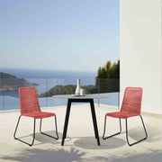 Kylie and Shasta 3 Piece Outdoor Patio 36" Dining Set in Black Eucalyptus Wood and Brick Red Rope - Furniture City (CA)l