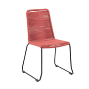Kylie and Shasta 3 Piece Outdoor Patio 36" Dining Set in Black Eucalyptus Wood and Brick Red Rope - Furniture City (CA)l