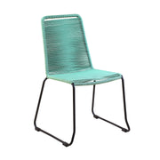Kylie and Shasta 3 Piece Outdoor Patio 36" Dining Set in Black Eucalyptus Wood and Wasabi Rope - Furniture City (CA)l